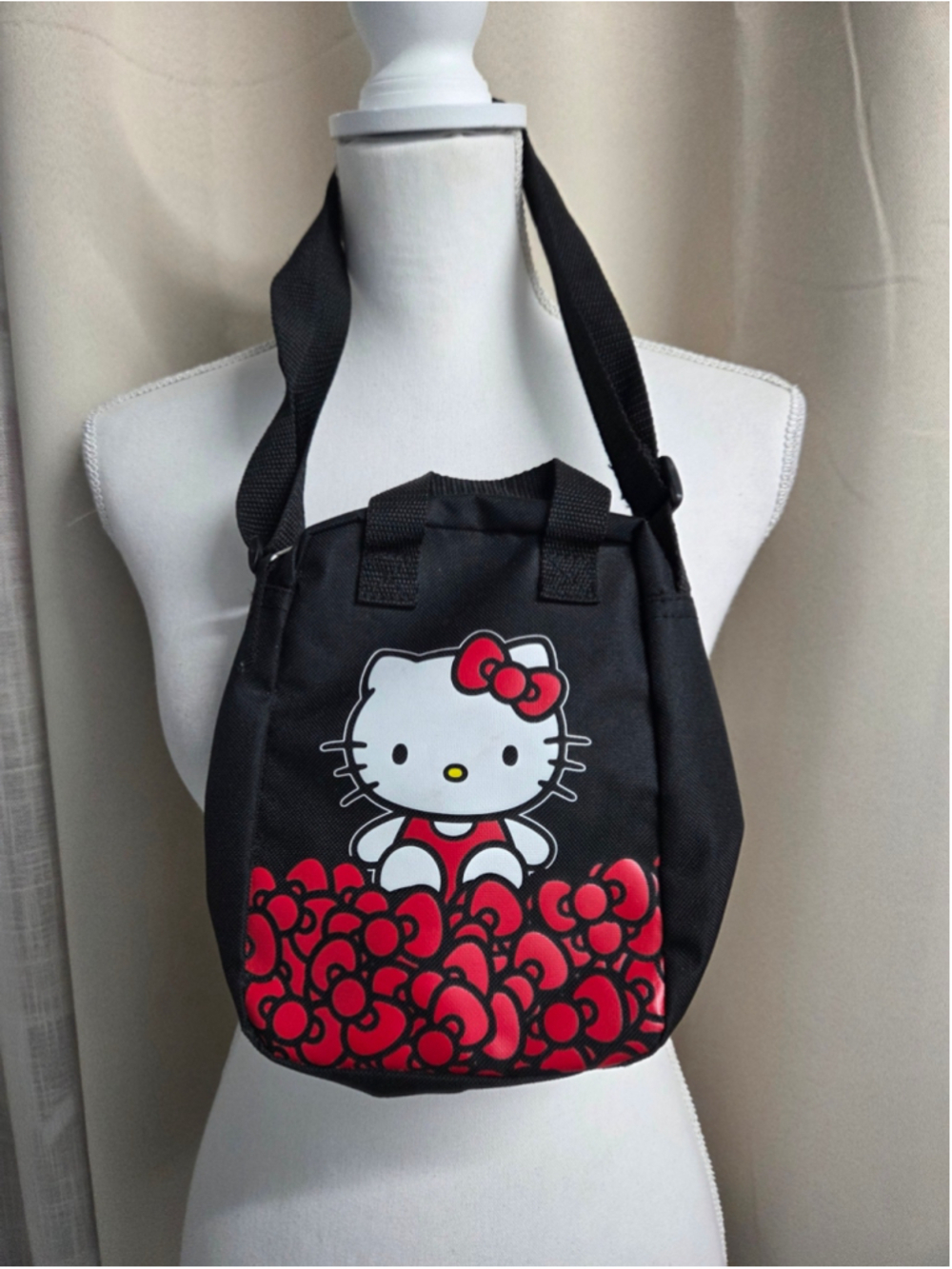 Hello Kitty Black and Red Canvas Shoulder Bag Kawaii Sanrio